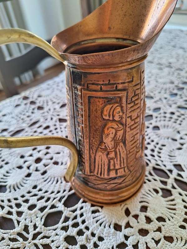 Copper jug with brass handle stunning