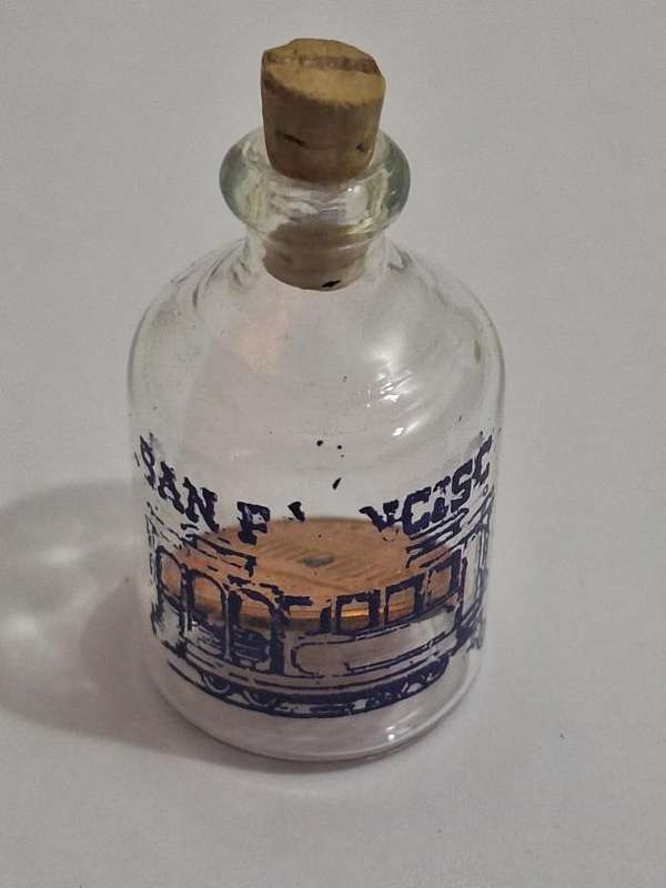 Printers Tray ornament Bottle from San Francisco with 1 us cent