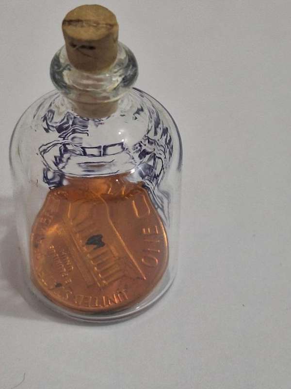 Printers Tray ornament Bottle from San Francisco with 1 us cent
