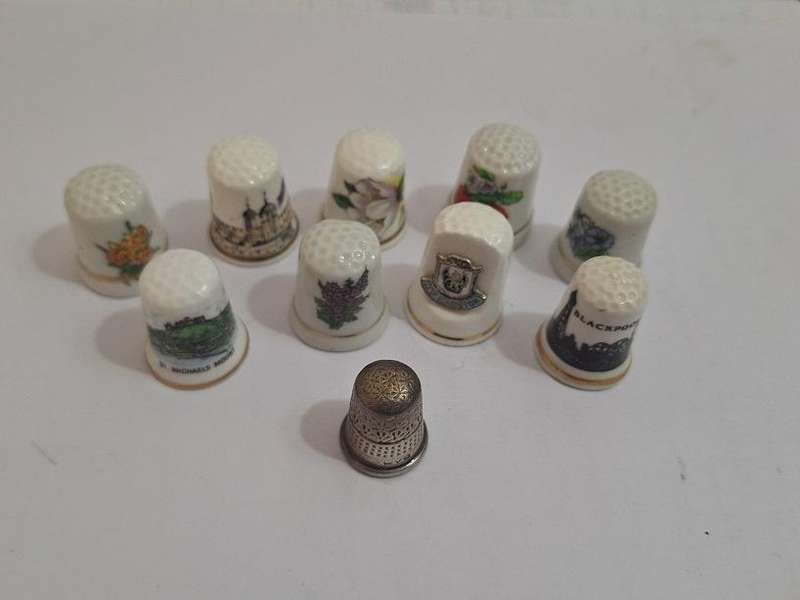 Vintahe Hallmarked silver thimble and some collectable ones