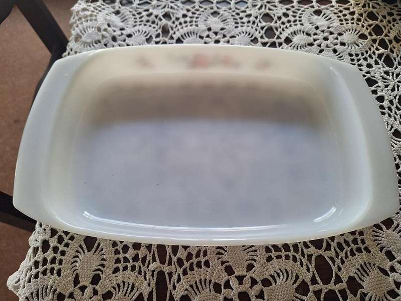 Vintage milk glass serving dish, not for oven