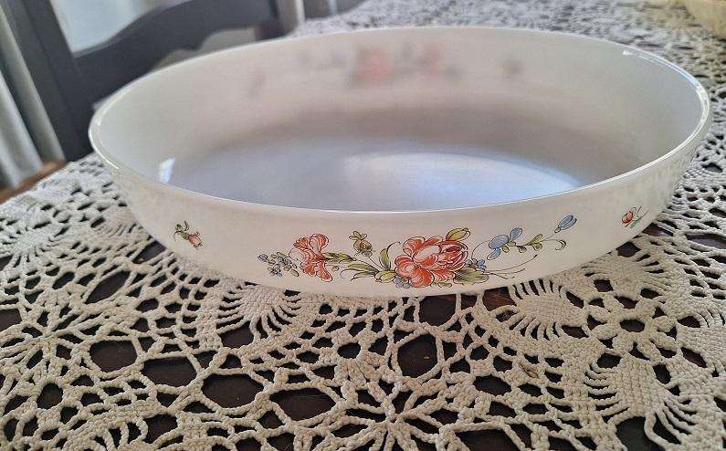 Vintage milk glass oval serving dish