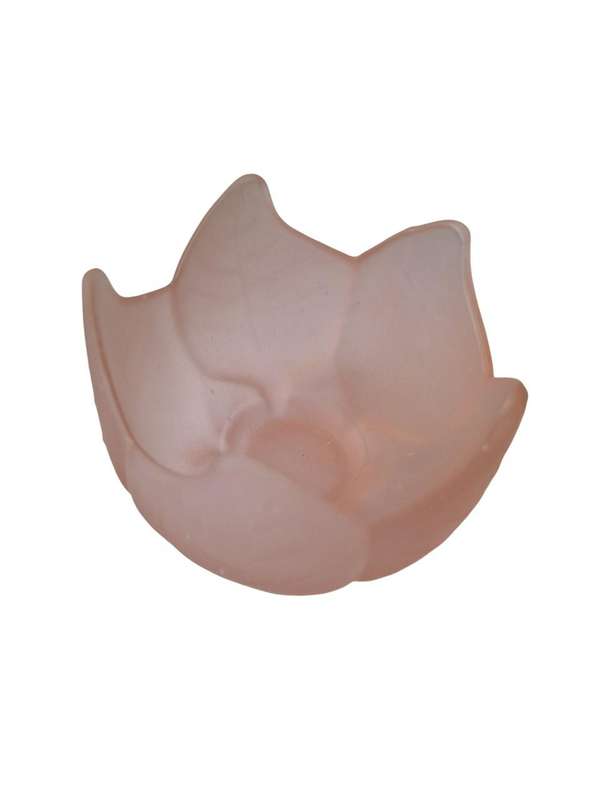 Pink frostes glas lotus blossom tealight candle holder