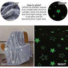 Kids Glow in the Dark Soft Fleece Star Moon Throw Blanket