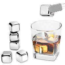 6 Pieces Stainless Steel Reusable Ice Cubes for Drinks - Silver