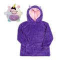 Purple Unicorn Novelty Fold Up Pillow Fleece Kids Hoodie
