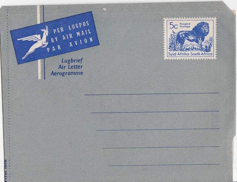 South Africa Lugbrief 5 cents unused as scan