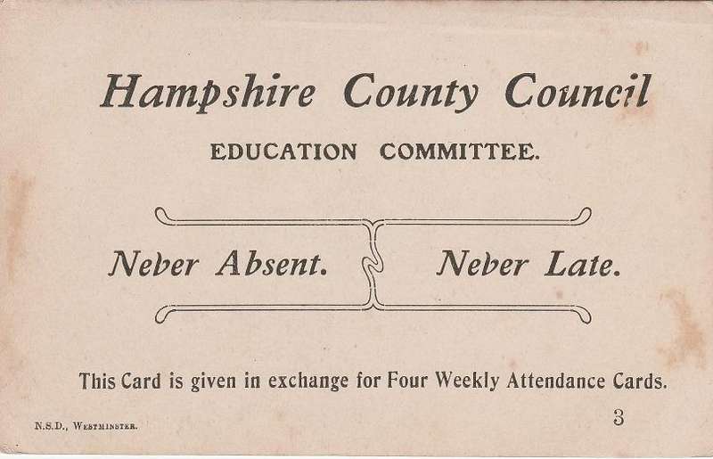 Great Britain unused Reward Card Hampshire County Council Education. as scan