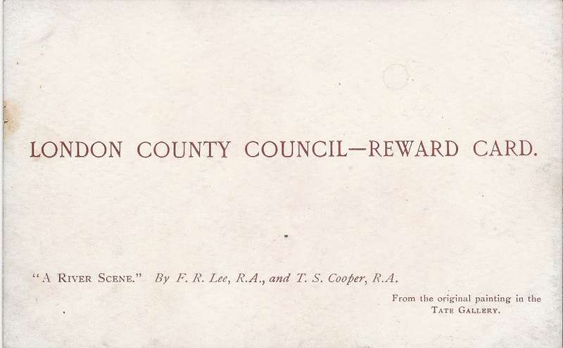Great Britain "London County Council Reward Card" River Scene unused as scans