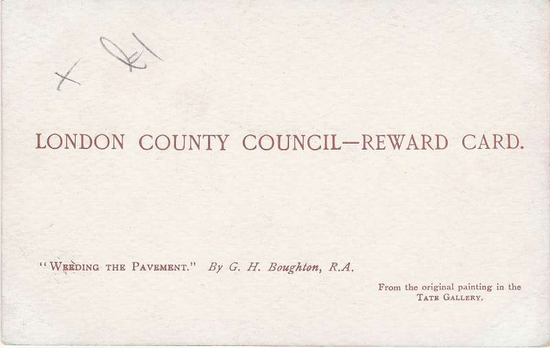 Great Britain "London County Council Reward Card" Weeding Pavement unused as scans