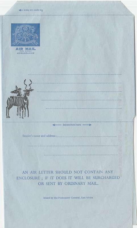 East Africa Lugbrief  unused as scan