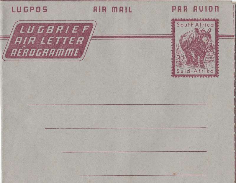 South Africa Lugbrief  3d unused as scan