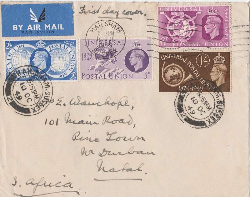 Great Britain 1949 FDC UPU Plain cover as scan