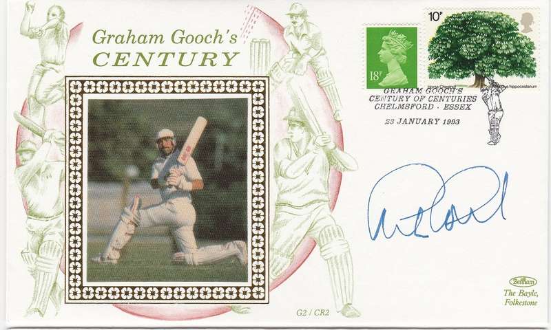 Great Britain Benham Cricket Cover signed by Graham Gooch for a Century of Centuries as scan