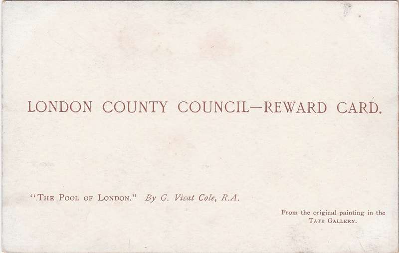 Great Britain "London County Council Reward Card" Pool of London unused as scans