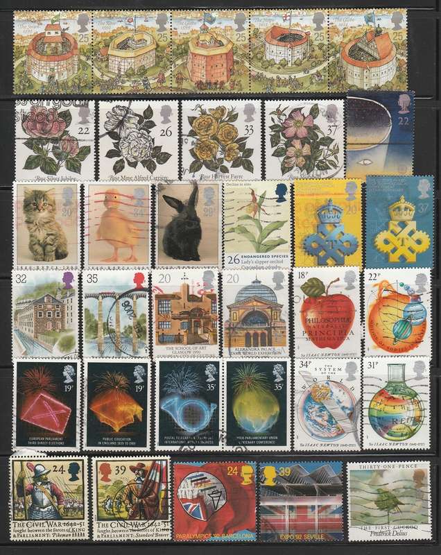 Great Britain good used lot of 33 stamps as scan A Strips have been folded