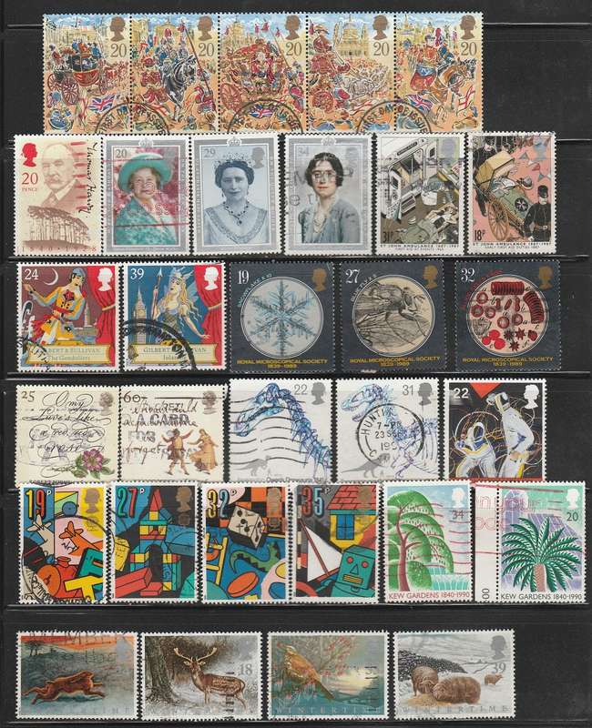 Great Britain good used lot of 31 stamps as scan B Strips have been folded