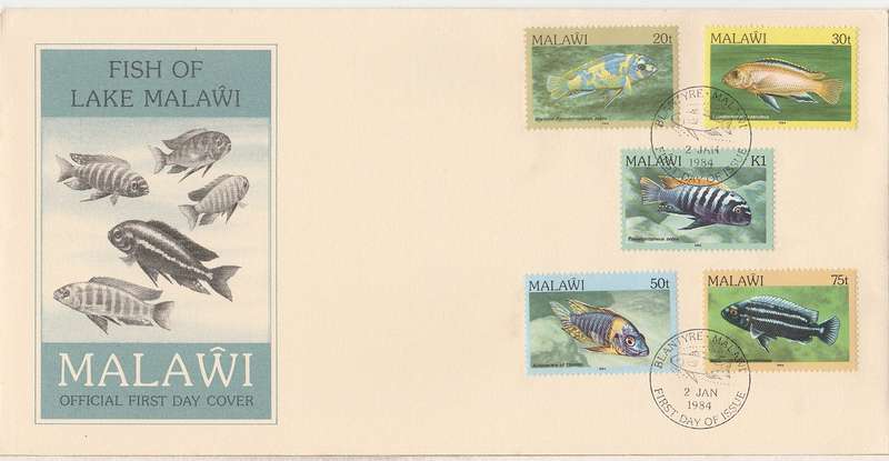 Malawi 1984 FDC Fish of Lake Malawi Definitive  as scan 2