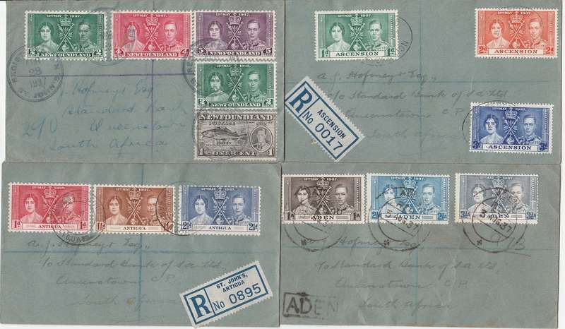 Commonwealth 1937 coronation 12 registered covers (Not First Day)