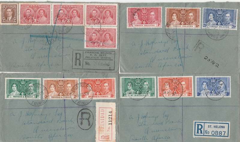 Commonwealth 1937 coronation 12 registered covers (Not First Day)