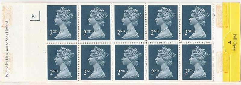 Great Britain 2nd Class Booklet complete as scans. imperf top and bottom