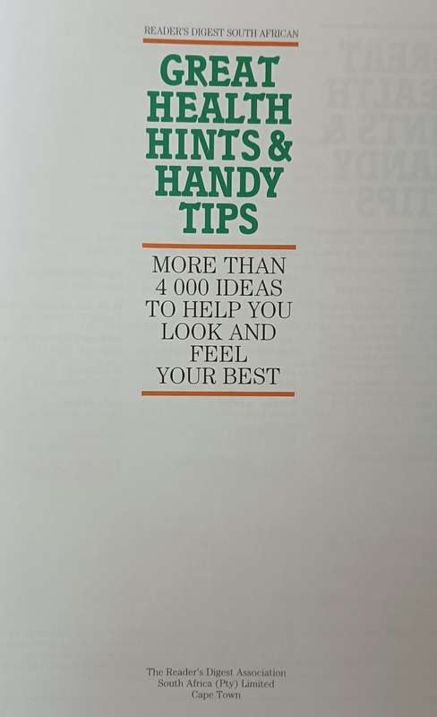 Great Health Hints and Handy Tips - Reader's Digest - Hardcover - 447 pages