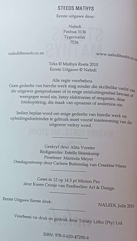 Steeds Mathys - Mathys Roets - My Storie - Softcover - 229 pages