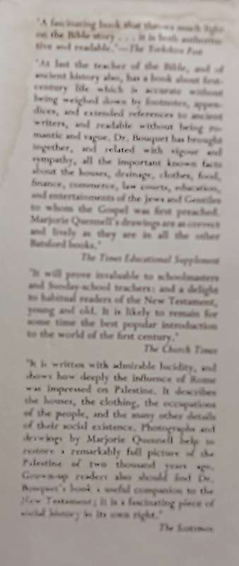 Everyday Life in New Testament Times -A.C. Bouquet - Hardcover - 251 pages