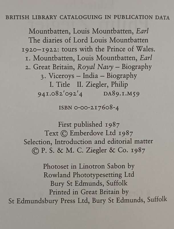 The Dairies of Lord Louis Mountbatten - Philip Ziegler - Hardcover - 315 pages