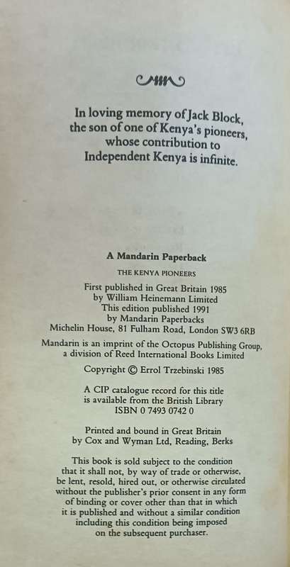 The Kenya Pioneers - Errol Trzebinski - Softcover - 315 pages