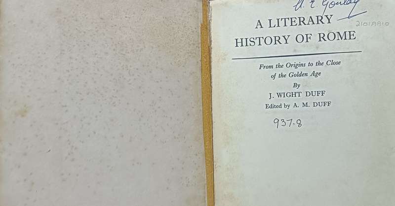 The Literary History of Rome - J. Wight Duff & A.M. Duff  Softcover - 543 pages