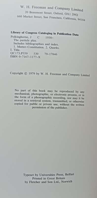 The Particle Play - J.C. Polkinghorne - Hardcover - 138 pages