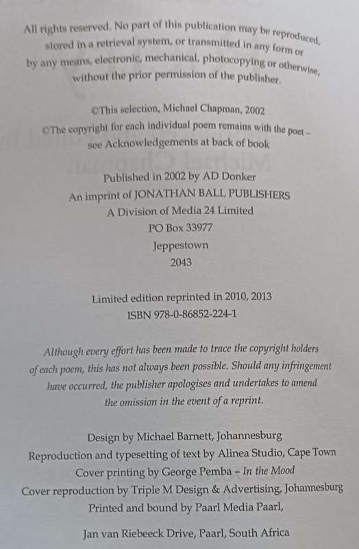 the New Century of South African Poetry - Edit. Michael Chapman - Softcover - 515 pages