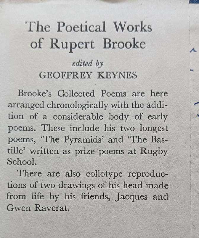 The Poetical Works of Rupert Brooke -  edited by Geoffrey Keynes - Hardcover - 208 pages