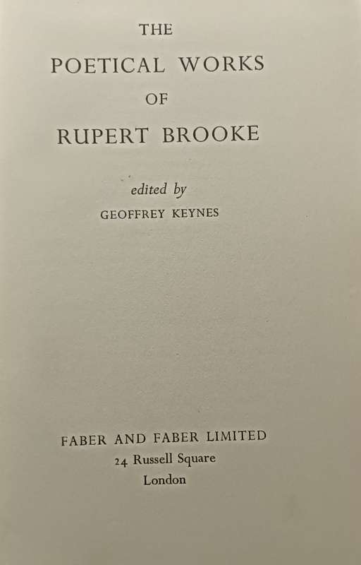 The Poetical Works of Rupert Brooke -  edited by Geoffrey Keynes - Hardcover - 208 pages