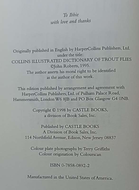 Collins Illustrated Dictionary of Trout Flies - John Roberts - Hardcover - 240 pages