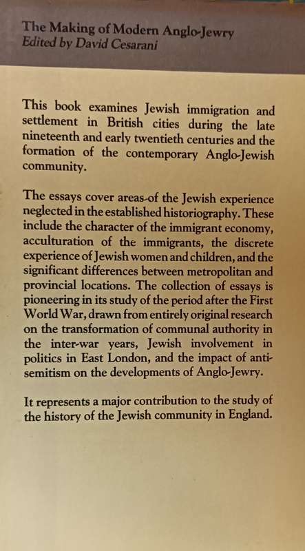 The Making of Modern Anglo-Jewry - David Cesarani - Hardcover -222 pages