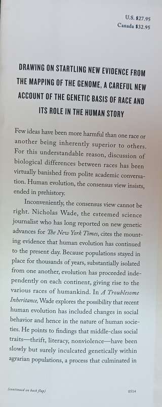 A Troublesome Inheritance - Genes, Race and Human History - Nicholas Wade - Hardcover - 278 pages