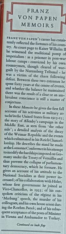 Memoirs - Franz von Papen - Hardcover - 630 pages