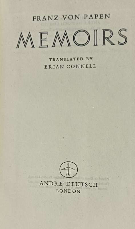Memoirs - Franz von Papen - Hardcover - 630 pages