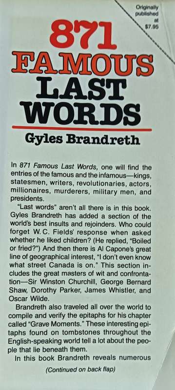 871 Famous Last Words - Gyles Brandreth - Hardcover - 192 pages