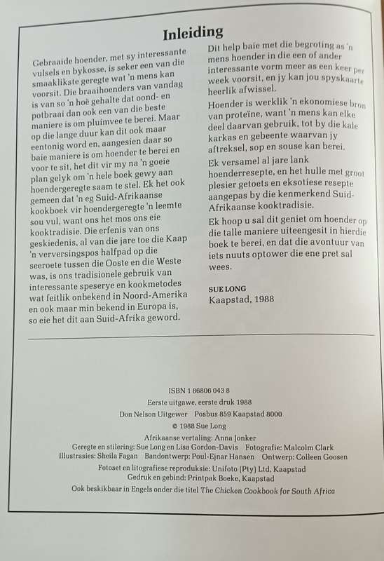Die Hoender-Kookboek vir Suid-Afrika - Sue Long - Hardcover - 128 pages