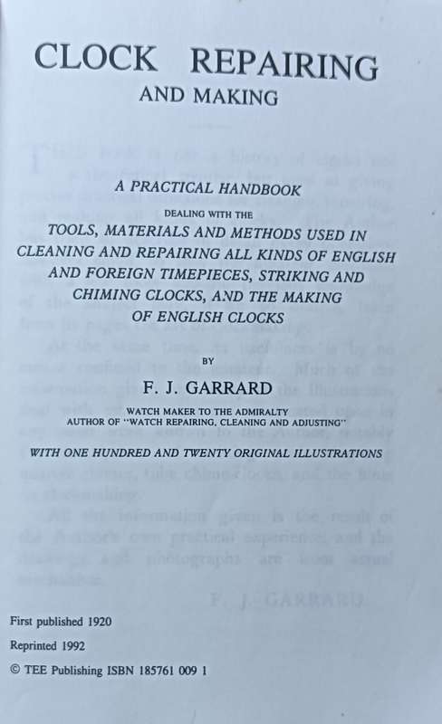 Clock Repairing and Making - F.J. Garland - Softcover - 168 pages
