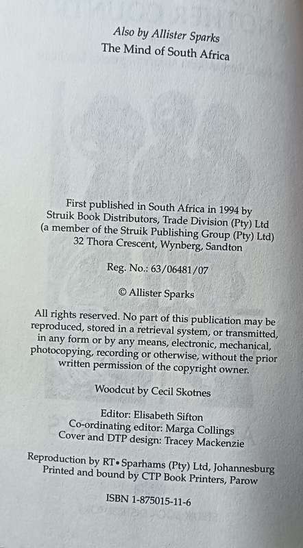 Tomorrow is Another Country - Allister Sparks - Softcover - 254 pages