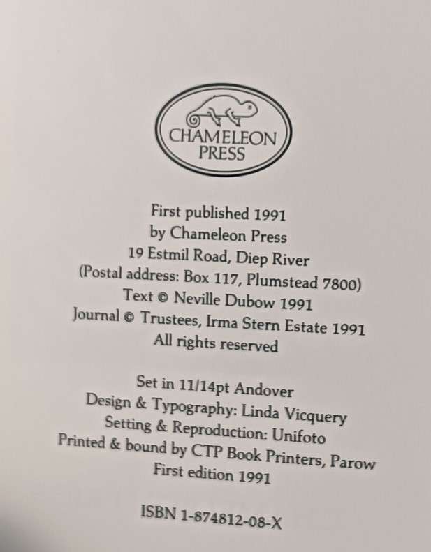 Paradise - The Journal and Letters (1917-1933) of Irma Stern - Neville Dubow - Hardcover - 112 pages