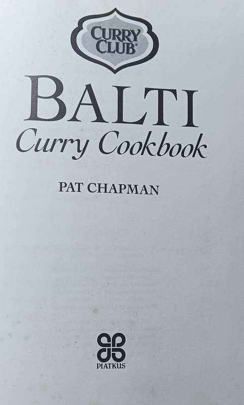 Balti Curry Cookbook - Pt Chapman - Hardcover - 152 pages