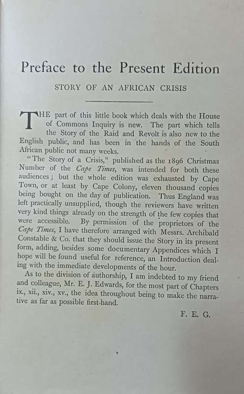 The Story of an African Crisis - F.E. Garrett - Hardcover - 308 Pages