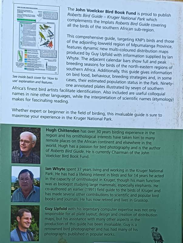 Roberts Bird Guide - Kruger Park and Lowveld - Hugh Chittenden & Ian Whyte - Softcover - 259 Pages