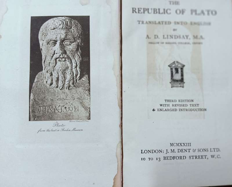 The Republic of Plato Translated into English by A.A Lindsay, M.A. - Hardcover - 370 pages