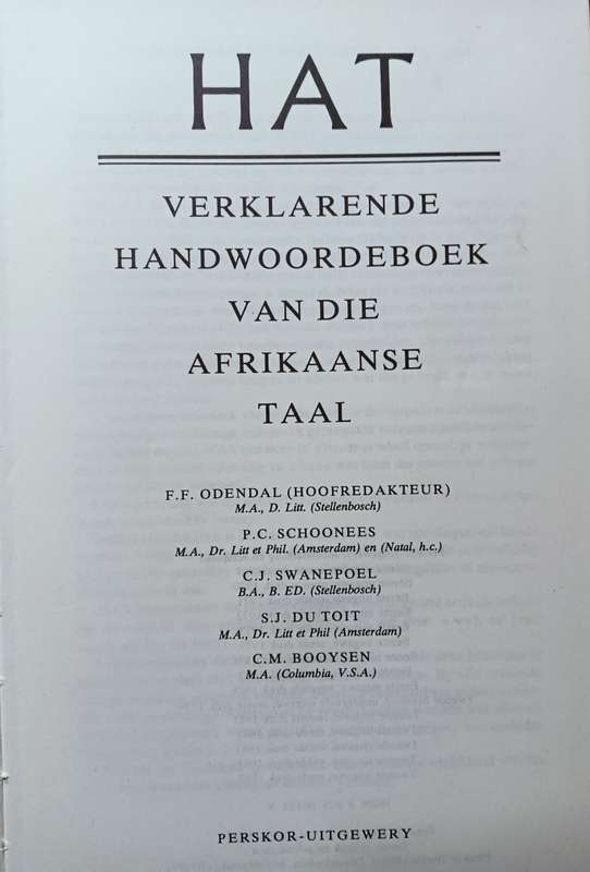 Verklarende Handwoordeboek van die Afrikaanse Taal (HAT) - Hardcover - 1378 pages